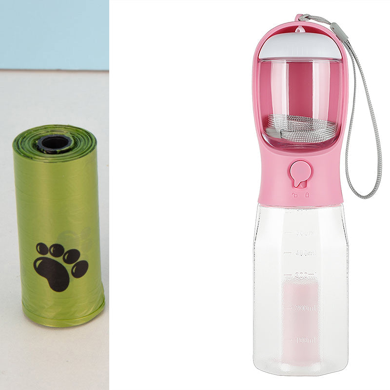 3-in-1 Pet Water Bottle & Feeder with Waste Bag Dispenser