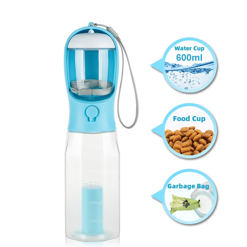 3-in-1 Pet Water Bottle & Feeder with Waste Bag Dispenser