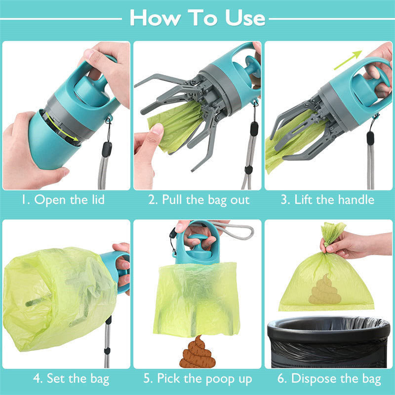 No-Touch Dog Poop Scooper with Built-In Bag Dispenser