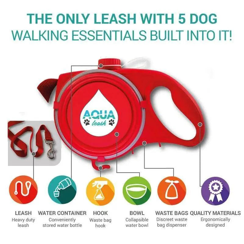 3-in-1 Pet Leash with Water Bottle & Waste Bag Dispenser