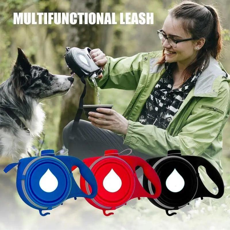 3-in-1 Pet Leash with Water Bottle & Waste Bag Dispenser